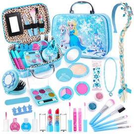 Kids Makeup Sets for Girls, Real Washable Make Up Kits Toys Toddler Children Princess Dress Up Birthday Toy for 3 4 5 6 7 8 9 10 11 12 Years (Blue)