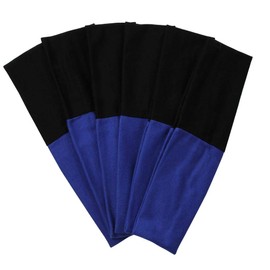 Headbands Hairband Cotton Soft and Stretchy Elastic Solid Color 6 Pcs Per Lot (Royal Blue/Black)