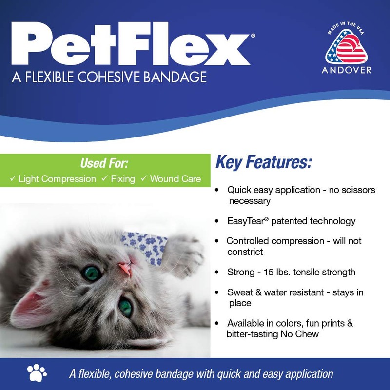 PetFlex Self-Adhering Elastic Bandage - Paw Prints 2" 6-CT 2"