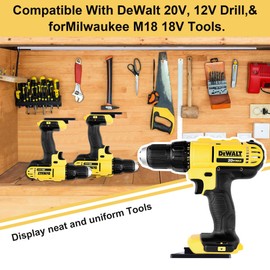 GIPFTYAG 12 Packs Tool Holder Mount for DeWalt 20V/12V Drill and Milwaukee M18 18V Tools - Tool Holder/Hanger Set with 48 Pcs Screws - Black