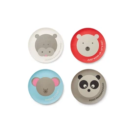 Red Rover Animal Bamboo Kid's Plates Set of 4 Multicolor