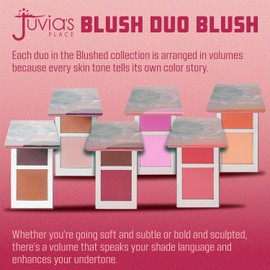 Juvia's Place Blushed Duo Blush Volume4 - Two Tone Pigmented Buildable Pressed Mineral Powder - Rosy Natural Cheeks Matte Fresh Finish for All Skin Color