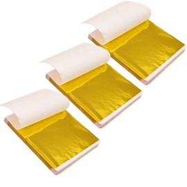 ClcIosis Set of 300 Gold Leaf Set, Gold Foil, Gold Paper Gold Leaf for Crafts, Gold Foil for Crafts, Crafting Apply for Painting, Nail Cutting or Hairstyle, Decoration (8 x 8.5 cm)
