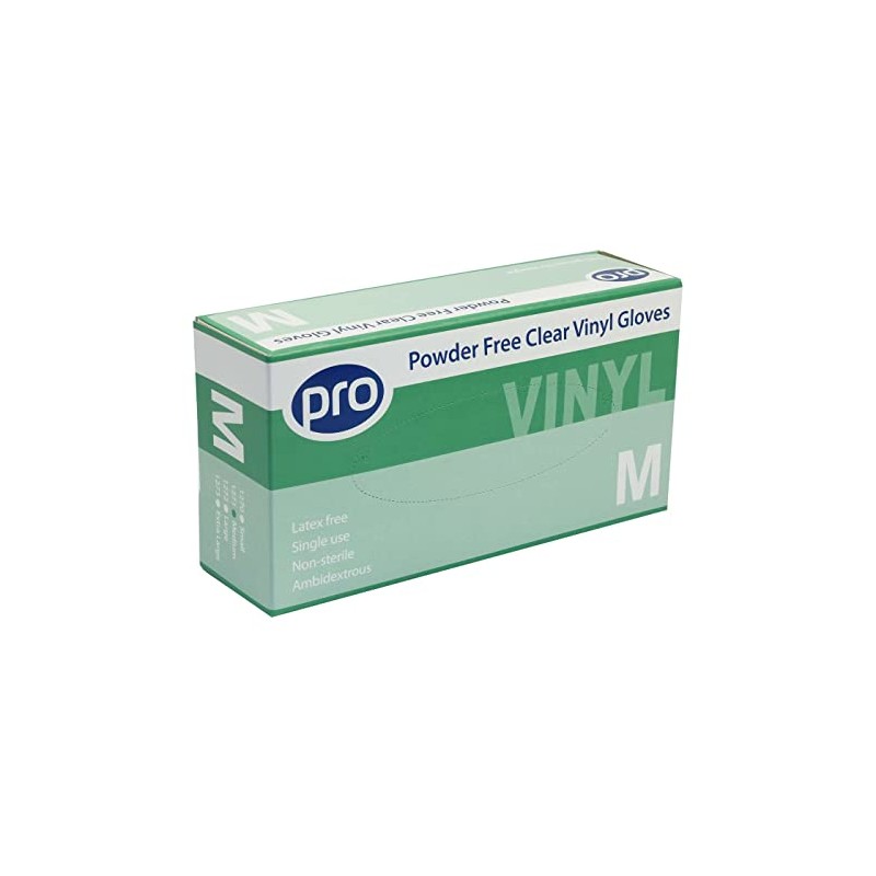 Pro Powder Free Clear Vinyl Gloves M