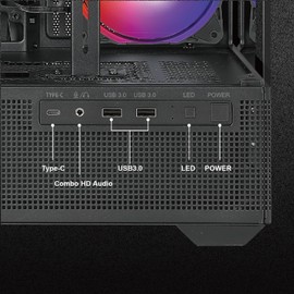 AZZA CSAZ-501B Tiara/Gaming/ATX Mid-Tower/Computer Case/Tempered Glass Panel