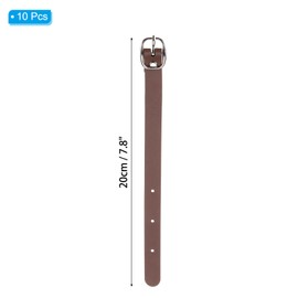 PATIKIL Luggage Tag Strap, 10 Pcs PU Leather Extender Buckle Straps Luggage Tag Luggage Strap Tag Holder Adjustable for Suitcase Hanging Accessories Travel, Brown