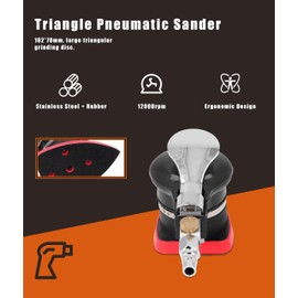 Gugxiom Triangle Pneumatic Sander, 12000rpm Handheld Orbital Sander, Mini Stainless Steel Sander Tool for Wood, Composites, Metal.