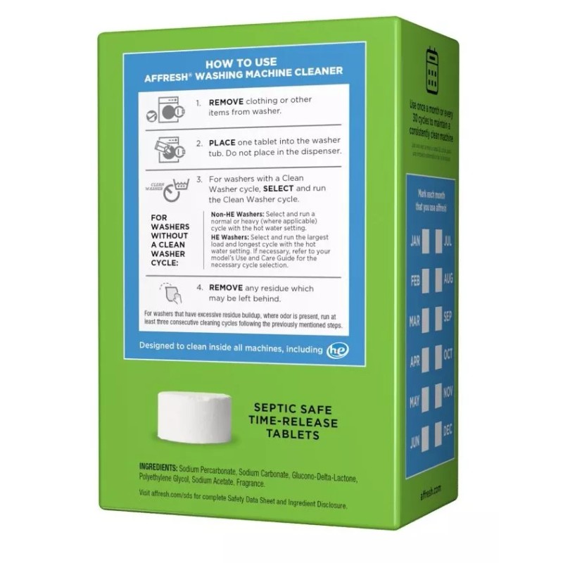 Affresh Fresh Washing Machine Cleaner, HE, Choose 1, 3, 6,