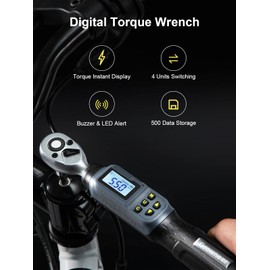 GROWNEER Digital Torque Wrench, 1.1-22.1 Ft-lbs/1.5-30 Nm, 1/4'' Drive Inch Pound Torque Wrench with Buzzer & LED Indicator, Electronic Wrench Set with Bits & Sockets for Gunsmithing Bike Motorcycle