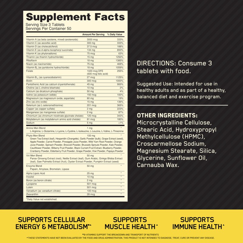Optimum Nutrition Opti-Men, Vitamin C, Zinc and Vitamin D, E,