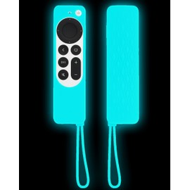 TOKERSE Glow Case for Apple TV 4K HD Siri Remote 2022 2021 - Silicone Remote Control Cover Case Glow in The Dark with Lanyard for Apple TV 4K / HD Siri Remote Controller 2nd and 3rd Gen - Glow Blue