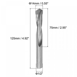 uxcell 14mm Reduced Shank Cemented Carbide Twist Drill Bits for Hardened Steel Stainless Steel, 1/2 Inch Straight Shank