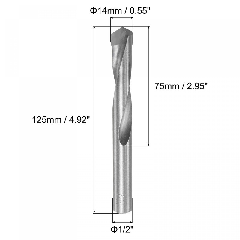uxcell 14mm Reduced Shank Cemented Carbide Twist Drill Bits for