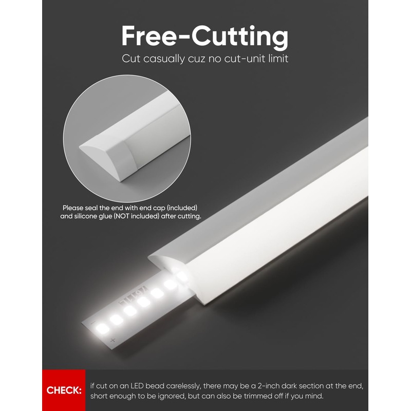 Shine Decor Under Cabinet Lighting Strip, Free Cuttable LED Silicone