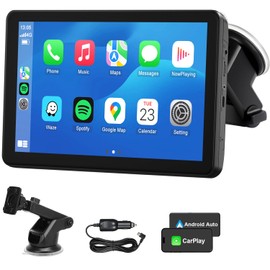 Wireless CarPlay Android Auto Car Screen, 7 Inch HD Bluetooth AirPlay Touch Screen Protable Car Stereo Naivgation Music Video Player Mirrorring, Siri, AUX, Voice Assistant