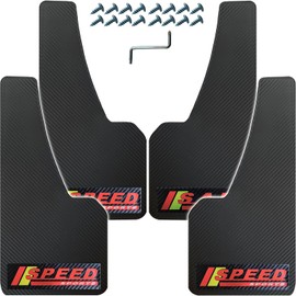 QUYDDC Universal Mud Flaps Fits Most SUVs/MPVs, Not Full-Size SUVs- Standard Size 4-Piece Hard Rubber Fenders Splash Guards Set, Carbon Fiber Pattern Mudflaps, Dirt/Slush Protection - with Logo Speed