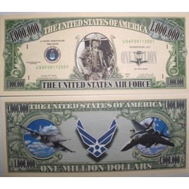 Set of 10 Bills-US AIR Force Million Dollar Bill by Novelties Wholesale