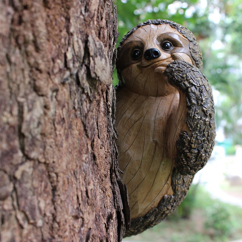 CHEOTIME Sloth Tree Hugger, Outdoor Tree Decorations Statue Hanging Outdoor