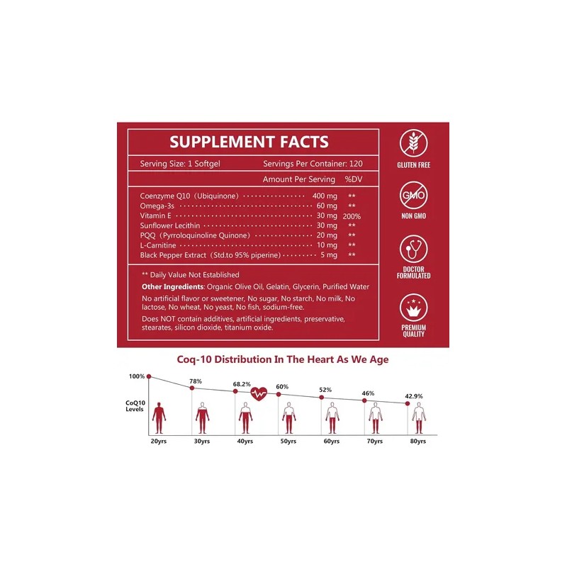 Nature Target CoQ10 400mg + L-Carnitina 120 Cápsulas Apoyo Cardiovascular