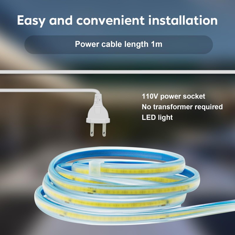 pcningled AC 110V 120V COB LED Strip Lights with US