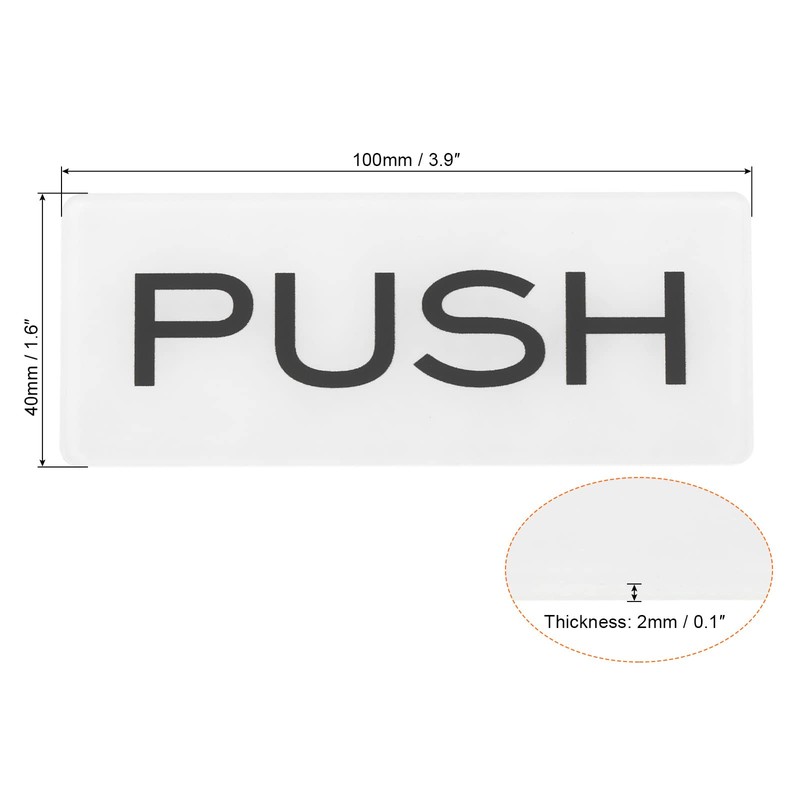 PATIKIL Push Pull Door Sign, 2 Pack Self-Adhesive Rectangle Acrylic