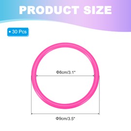 PATIKIL 3.5 Inch Plastic Ring-Toss Rings for Bottles, 30 Pack Carnival Rings Plastic Hoops for Speed and Agility Practice Outdoor Party Favor, Pink