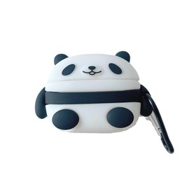 Earphone Case for AirPods 1/2, Cute Lovely White Black Sitting Panda Case Soft Silicone Case, Happy Lucky Panda AirPods 1/2 Cover Protective Case Skin Shockproof Protector for Earbuds