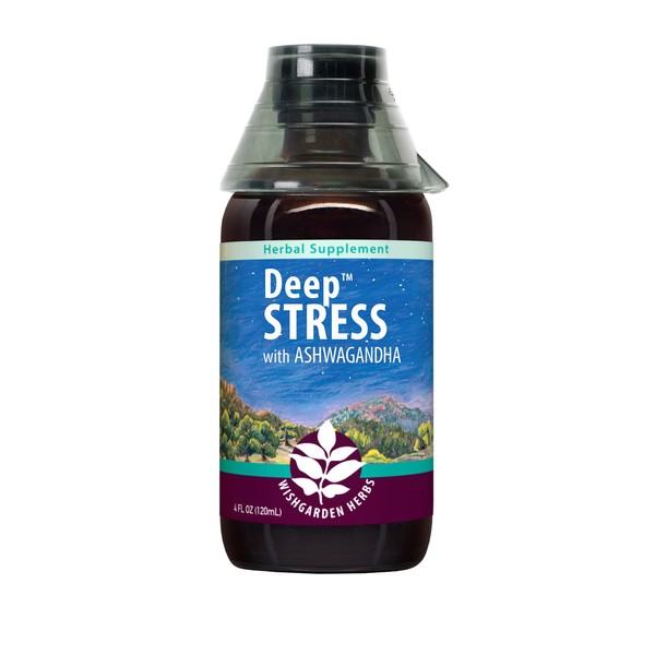 WishGarden Herbs Deep Stress with Ashwagandha - All-Natural Liquid Herbal Adrenal Support Supplement with Ashwagandha Root and Powerhouse Adaptogens for Stress Relief, Fast-Acting Stress Tincture, 4oz