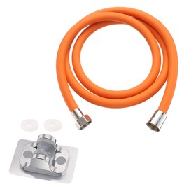uxcell Silicone Shower Hose, 59" Explosion Proof Anti-Winding Shower Hose Replacement Shower Hose Attachment with Adhesive Shower Head Holder for Bathing, Pet Cleaning and Toilet (Orange)