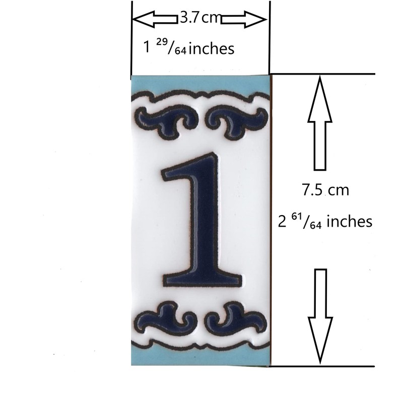 7.5cm x 3.7cm Medelo-02 Spanish Hand-Painted Ceramic House Numbers Letters