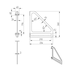 GTV PP-INGRID-20M Shelf Brackets, 26 x 23 cm, Matte Black, Retro Industrial Metal Wall Bracket, Shelf Holder for Wall Shelf, PP-INGRID-20M