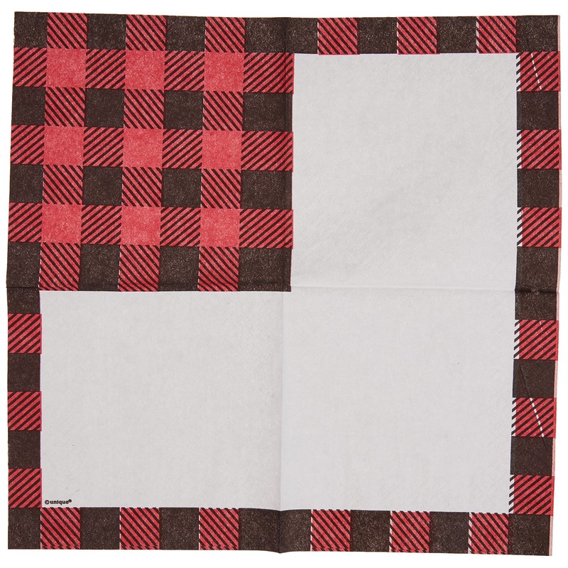 Unique Plaid Lumberjack Beverage Napkins - 5' x 5', 16