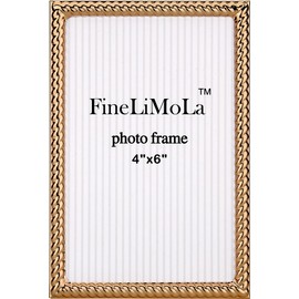4x6'' Gold Rope Design Metal Picture Frames with Hi Quality Velvet Backing and Real Glass Front, Gold Photo Frame 6x4'' for Desktop Display Or Wall Hanging