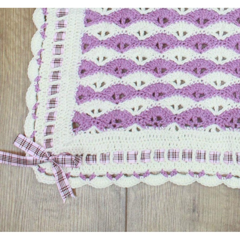 Crochet Pattern For Highland Heather Baby Blanket, Made in Double
