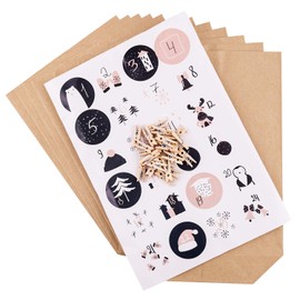 Adventskalender zum Befüllen Sweetly 24 Kraftpapiertüten braun Kraftpapier Geschenktüten Weihnachten, Weihnachtskalender Bastelset inkl. Zahlenaufkleber, Accessoires und Klammern von pajoma