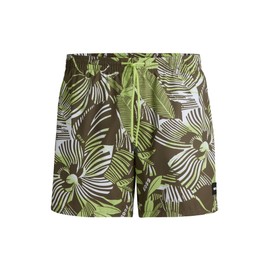BOSS Mens Piranha Floral Print Logo Detail Swim Shorts, 311 medium green