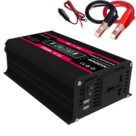 4000W Peak Power Modified Sine  Inverter LED Display 300W Rated Power Inverter DC 12V to AC 220V Converter High Frequency Car Power Charger Inverter with 2 USB Port AC Socket