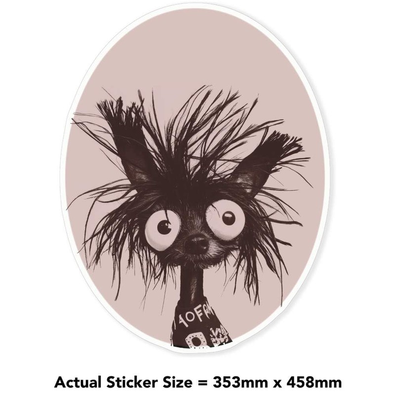 Extra Large 460mm 'Funny Chinese Crested Dog' Permanent Sticker Decal