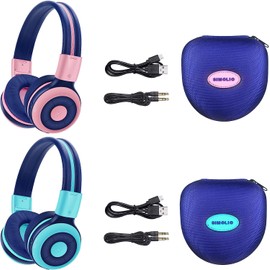 SIMOLIO 2 Pack Kids Wireless Headphones 75dB,85dB,94dB Volume Limited,with Mic and Hard Case Kids Headphones Bluetooth for Girls Boys Classroom Music Conversation Wireless Wired 712PM
