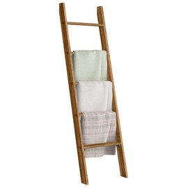 VASAGLE Blanket Ladder Decorative Farmhouse for The Living Room, 5-Tier Ladder Shelf, Ladder Rack for Storage and Decor, Honey Brown ULLS018K41
