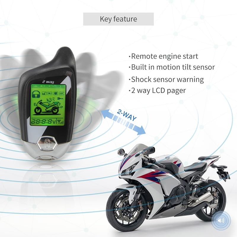 YN MageTech YNEM211 Motorcycle Alarm System with Remote Start, Built-in