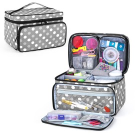 Luxja Sewing Bag, Sewing Bag, Sewing Tools, Storage, Portable, Large Capacity, Many Pockets, Grade Dots
