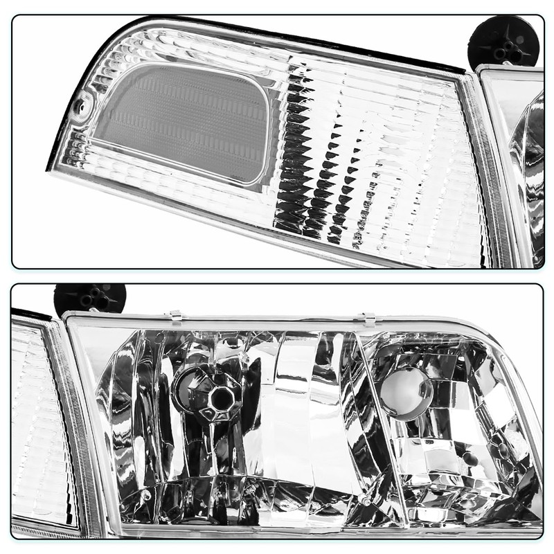 TUSDAR Headlight Assembly Set with Corner Lights 4pcs for 98-11