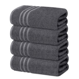 Tens Towels 4 Piece Bath Towels Set, 100% Cotton, 27 inches x 54 inches, Perfect Everyday Shower Towels, Light Weight, Quick Dry Towels for Your Bathroom (Dark Grey)