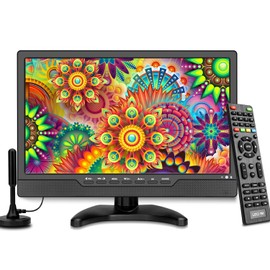 ZOSHING 14inch Portable Small TV with Rechargeable Battery - HD Ready LED Screen,Built-in Stand,3H Playback for Outdoor, Camping,RV & Home Use,AC/DC Power - Black