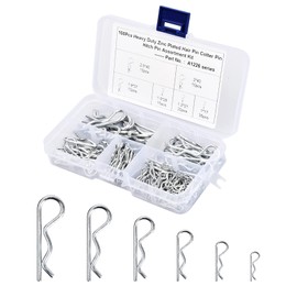 Cotter Pins Assortment Kit, R pins, Zinc Plated Cotter Pin, 100 Pcs Carbon Steel R Clips, Retaining Pins Hairpin Hitch Pin, Spring Hitch Cotter Pins for Tow Bar Tractors Mower Carts 6 Sizes