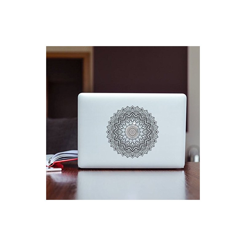 Oriental Black and White Mandala Design Stickers, Laptop, Car, Refrigerator,