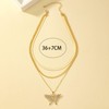 OSCCI Herringbone Butterfly Layered Necklace for Women Gold Plated Chunky