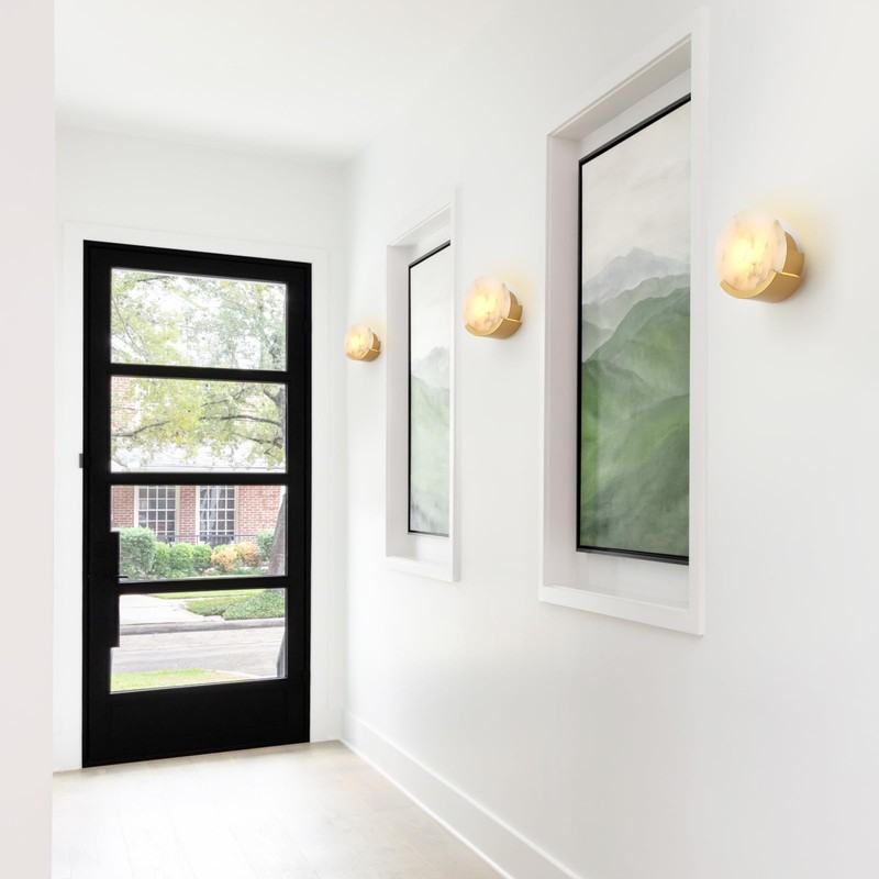 VANZARLA Gold Modern Wall Sconces for Bathroom, 1-Light Alabaster Sconce