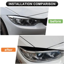 Glossy Black Headlight Eyelids Eyebrows, PSLER Headlight Cover Headlights Eyebrows Trim Front Light Trim Decoration Compatible with F80 M3 F82 F83 M4 F32 F33 F36 2014-2018